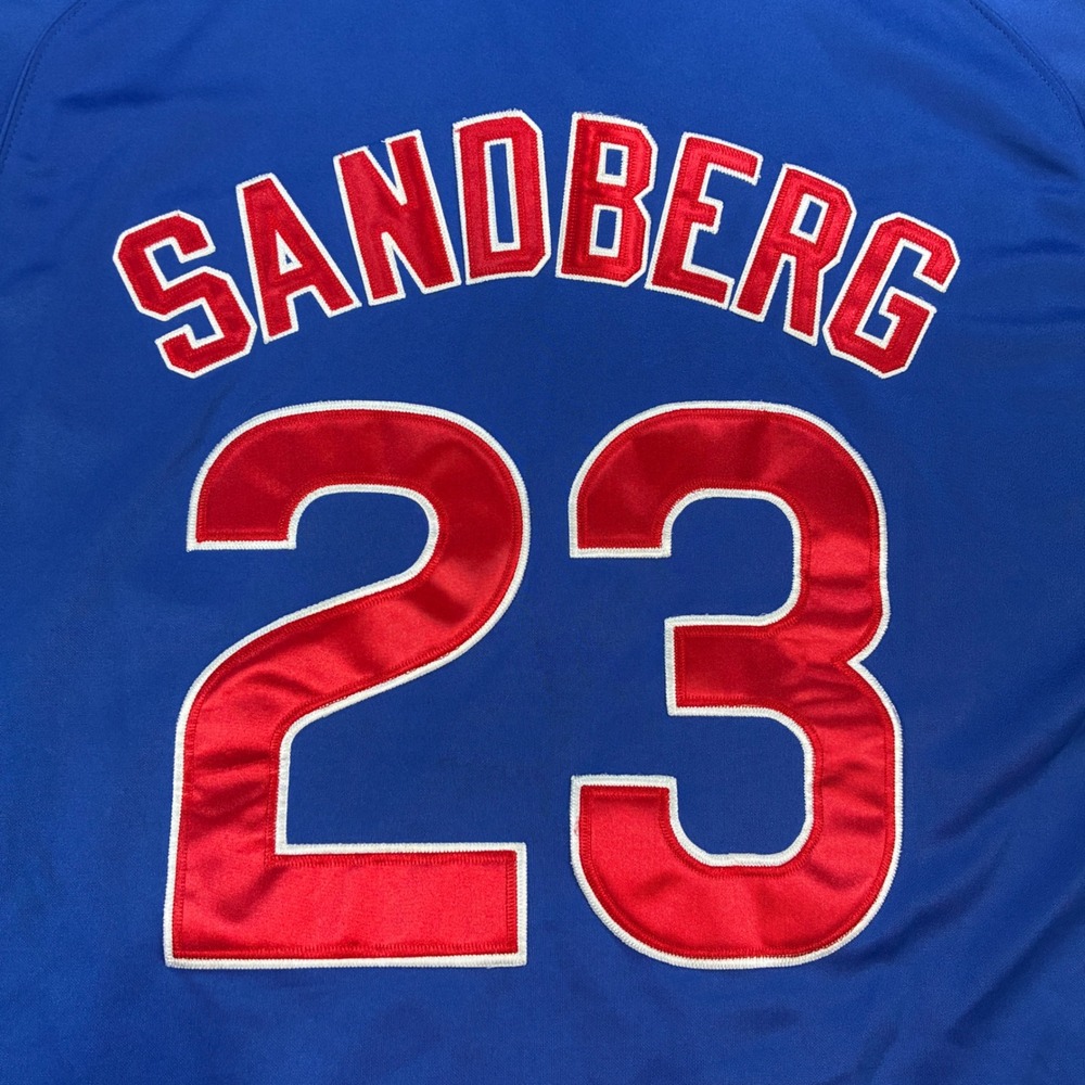 Majestic Authentic Chicago Cubs Ryne Sandberg #23 Jersey Men's Alternate Blue - Picture 9 of 11